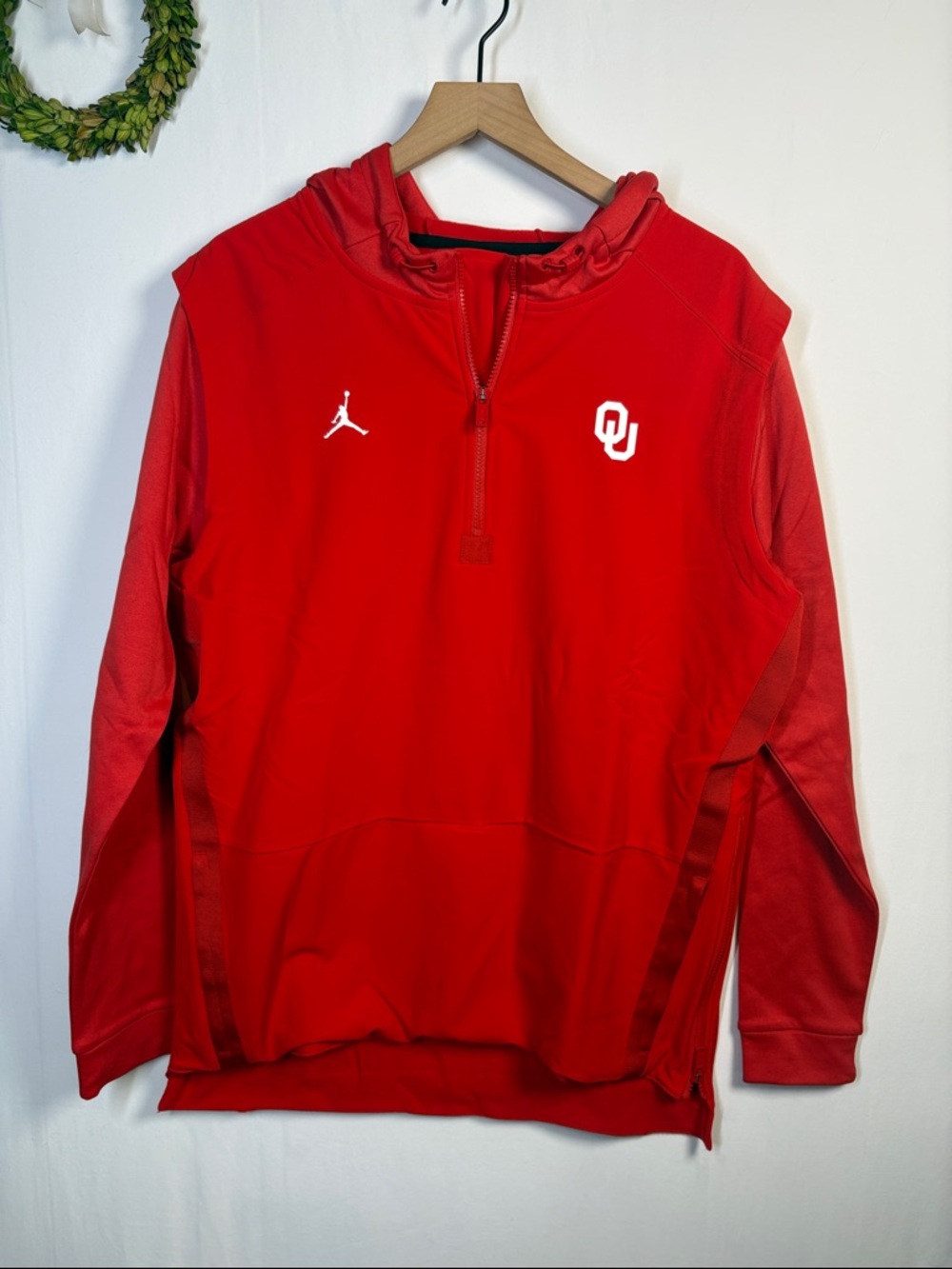 JORDAN NIKE NWT Oklahoma Sooners Sideline Therma‑Fit Red Hoodie size large